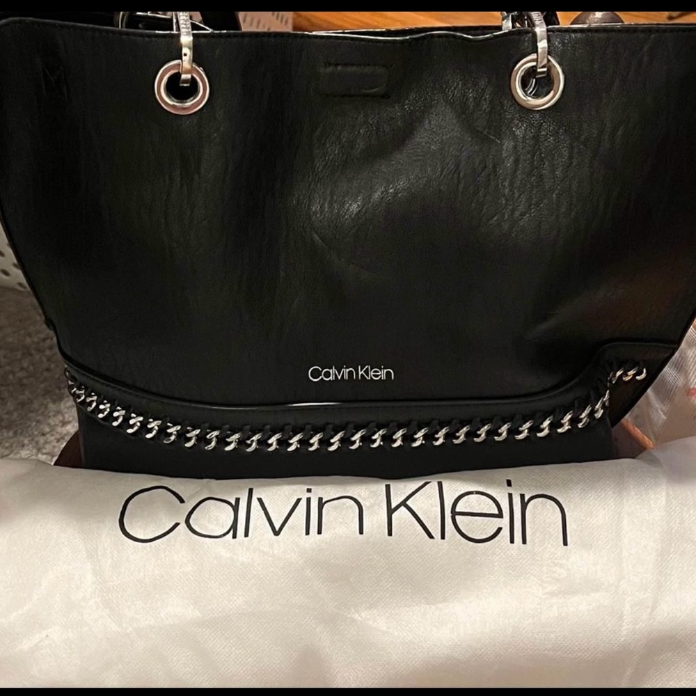 Calvin Klein Black Leather Tote